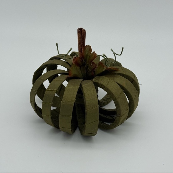 Satin Wrapped Pumpkin Decor Fall Decorations Autumn Halloween Olive Green New - Picture 3 of 6